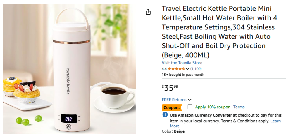 Best travel electric kettle portable